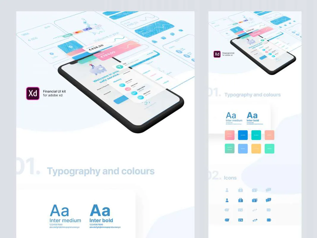 Financial UI Kit for Adobe XD  - Free Figma Template