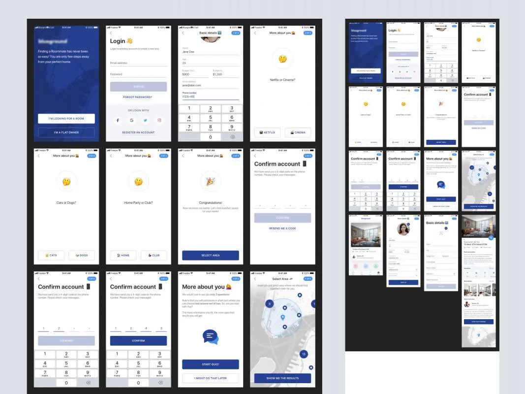Find a Roommate Free UI Kit for Sketch  - Free Figma Template