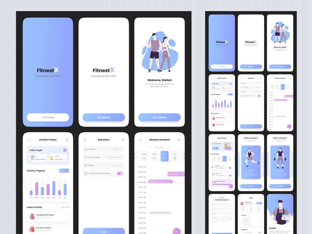 Fitness Free App UI Kit for Figma  - Free Figma Template