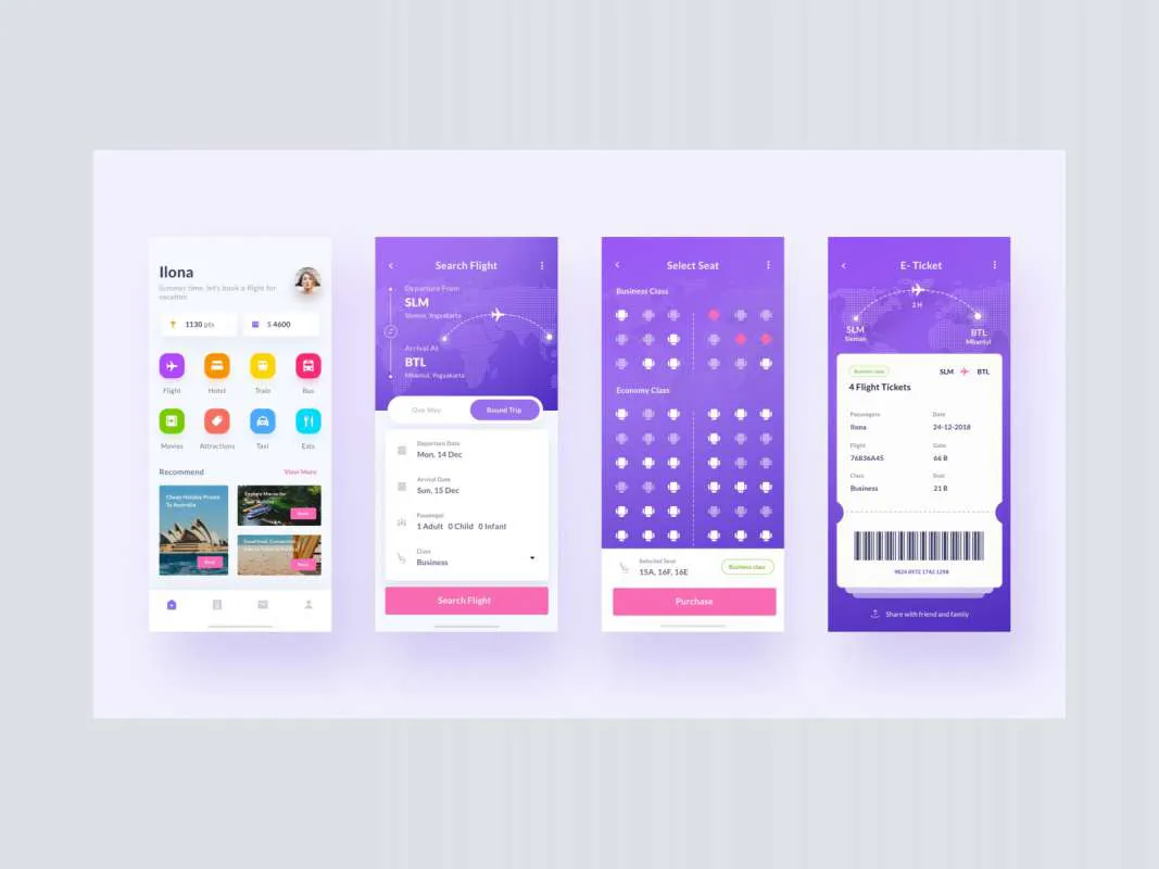 Flight App  - Free Figma Template
