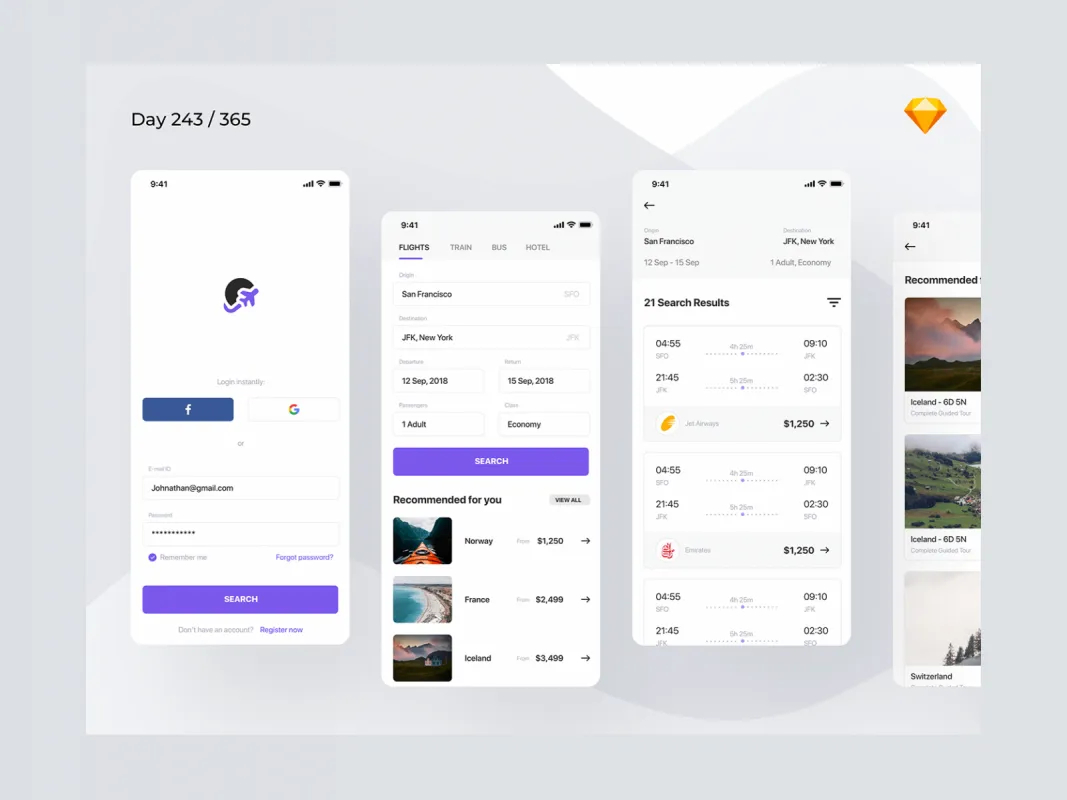 Flight Booking App  - Free Figma Template
