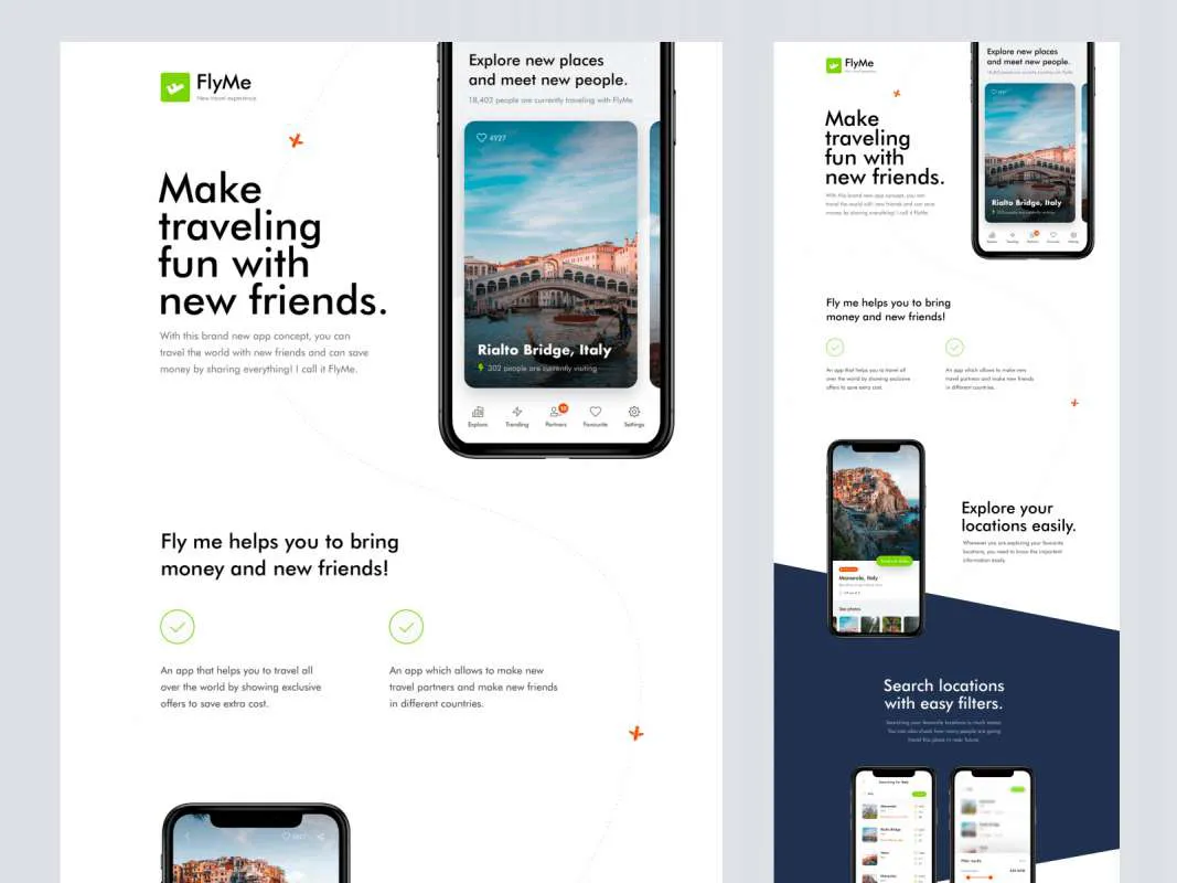 FlyMe - Free Travel App UI Kit  - Free Figma Template