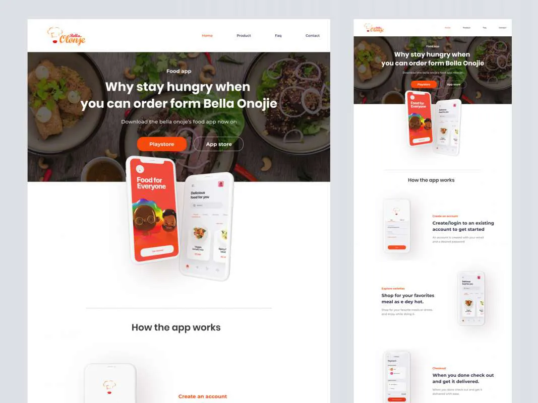Food App Free Landing Page for Figma  - Free Figma Template