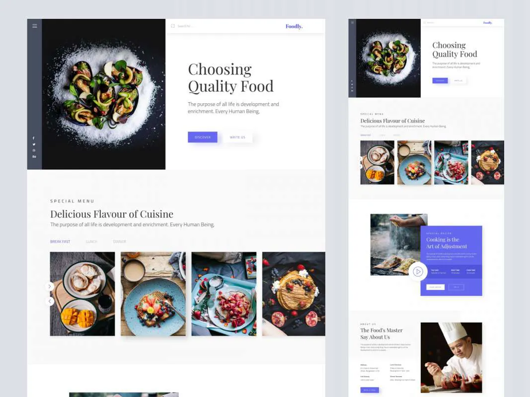 Foodly Landing Page  - Free Figma Template