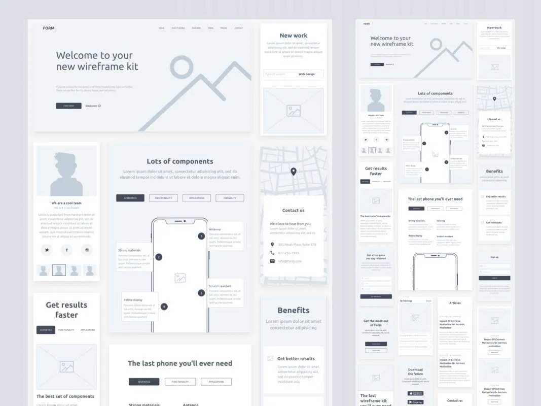 Form - Wireframe kit from InVision  - Free Figma Template