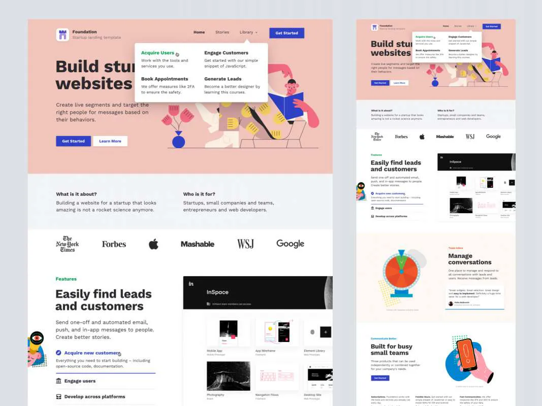 Foundation - Free Landing Page Design  - Free Figma Template