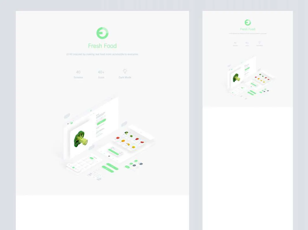 Fresh Food UI Kit for Adobe XD  - Free Figma Template