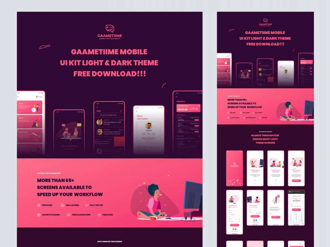 Gaametiime Free UI Kit for Figma  - Free Figma Template