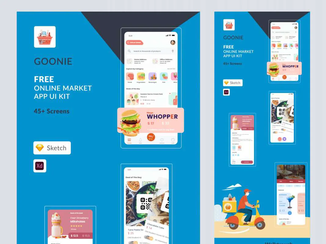 Goonie - Online Market UI Kit for Adobe XD and Sketch  - Free Figma Template