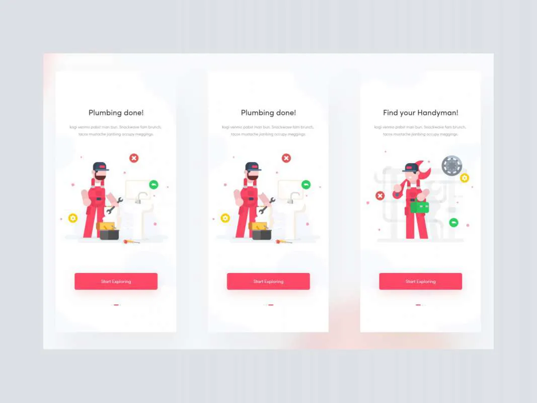Handyman App UI Kit For Adobe XD  - Free Figma Template