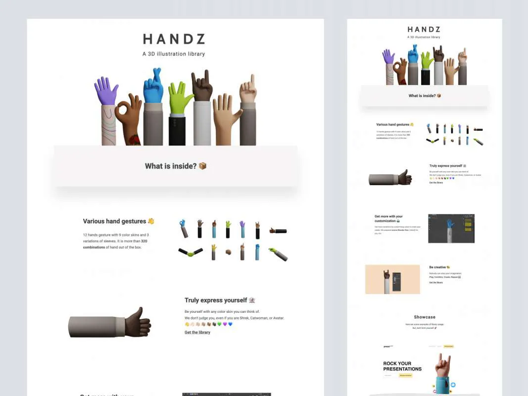 Handz 3D Illustration Library  - Free Figma Template