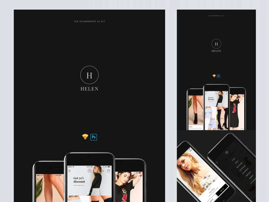 Helen Free iOS Ecommerce Ui Kit  - Free Figma Template
