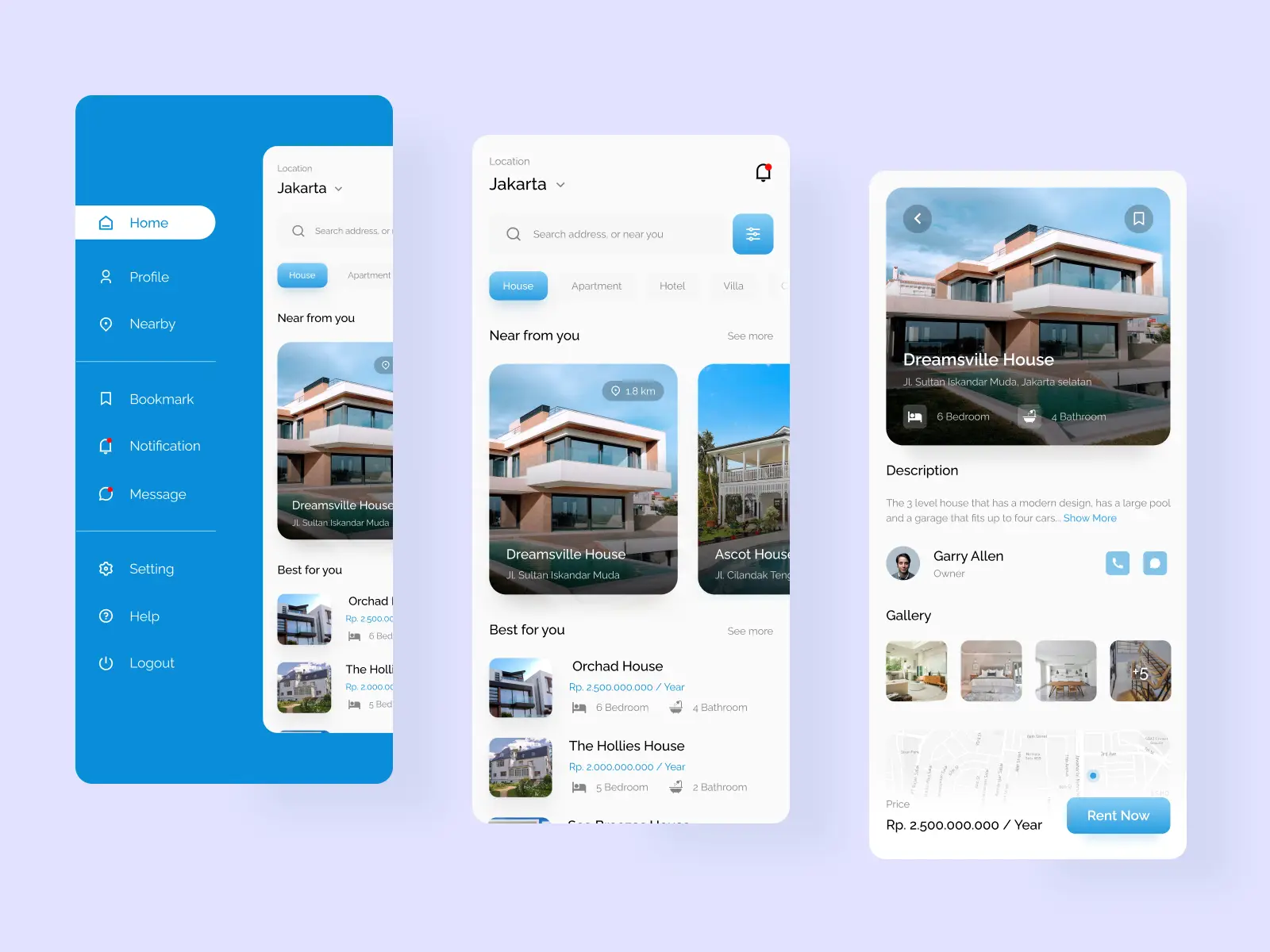 Home Rent App UI Design for Figma and Adobe XD No 2