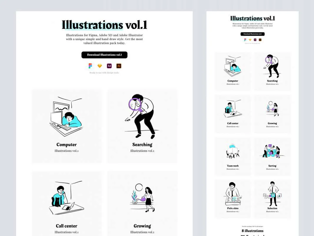 Illustrations vol.1  - Free Figma Template