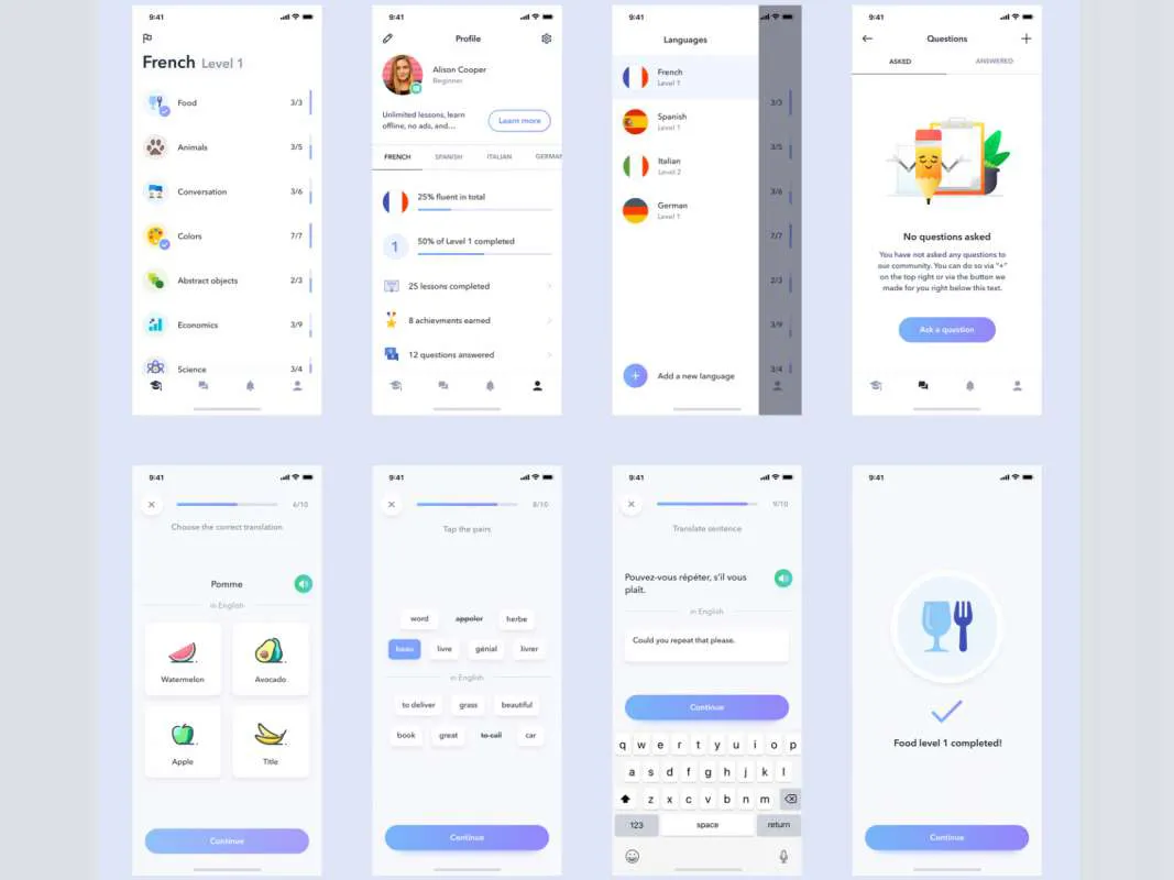 Language Learning App  - Free Figma Template