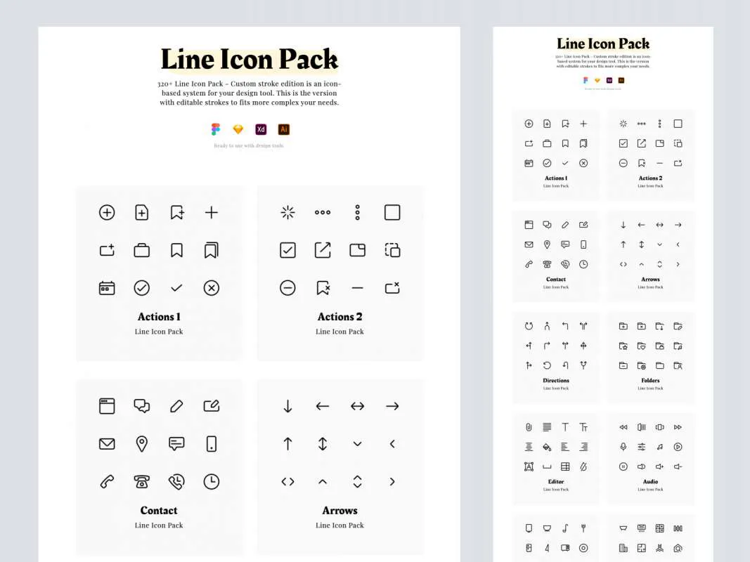 Line Free Icons Pack  - Free Figma Template