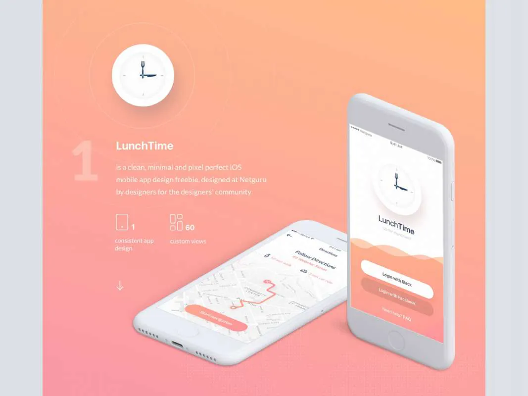 LunchTime - Mobile App Design  - Free Figma Template