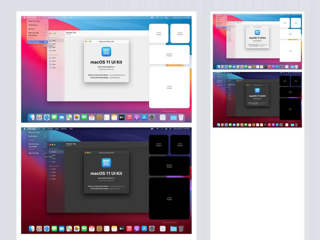 macOS 11 Big Sur Free UI Kit for Sketch  - Free Figma Template