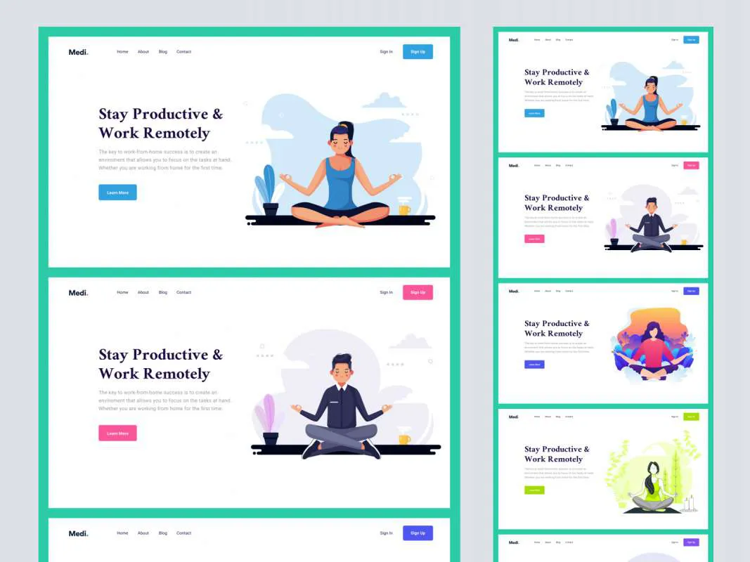 Medi - Meditation Web Headers for Figma  - Free Figma Template