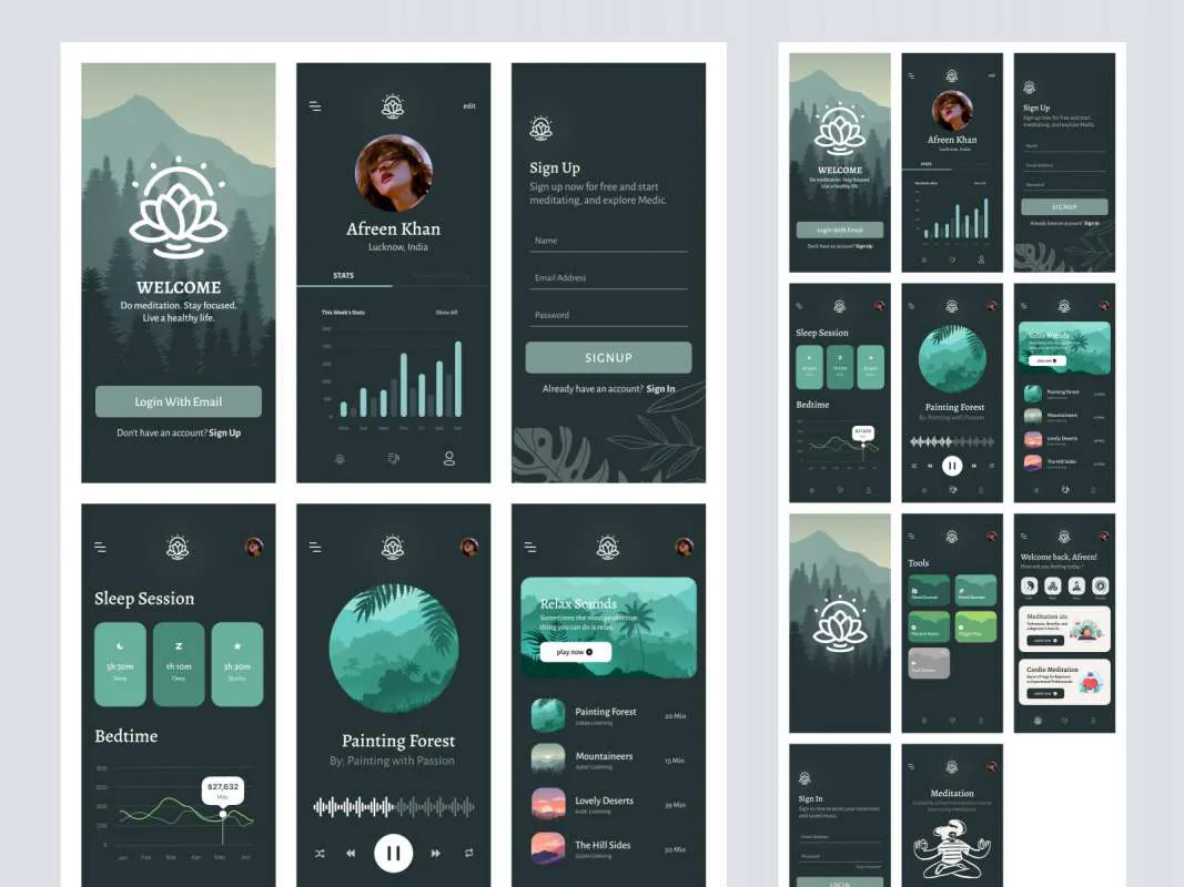 Medic Free Meditation App for Figma  - Free Figma Template