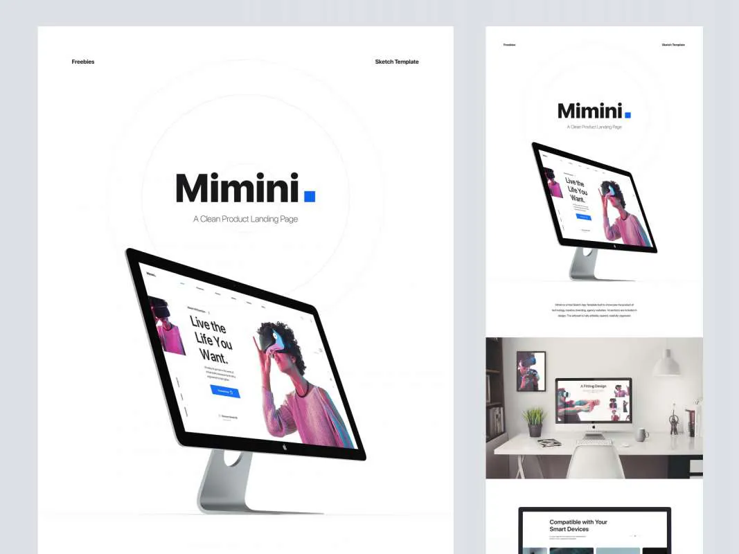 Mimini Free Landing Page  - Free Figma Template