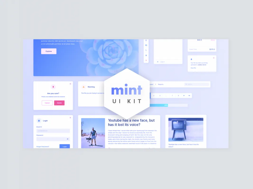 Mint - Free Sketch UI Kit  - Free Figma Template