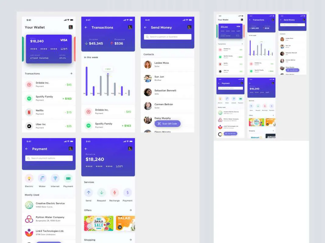 Mobile Wallet App for Sketch  - Free Figma Template