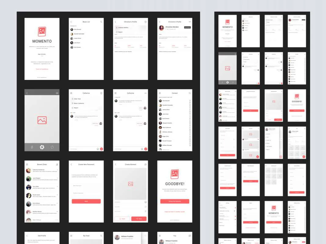 Momento - Free Sketch UI Kit  - Free Figma Template