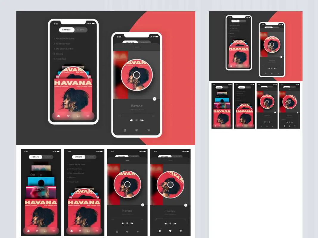 Music App Player for Adobe XD  - Free Figma Template