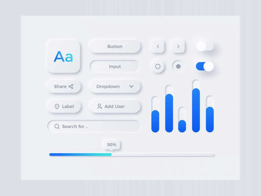 Neumorphism UI Elements for Sketch  - Free Figma Template