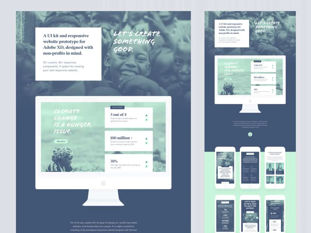 Non Profit UI Kit for Adobe XD  - Free Figma Template