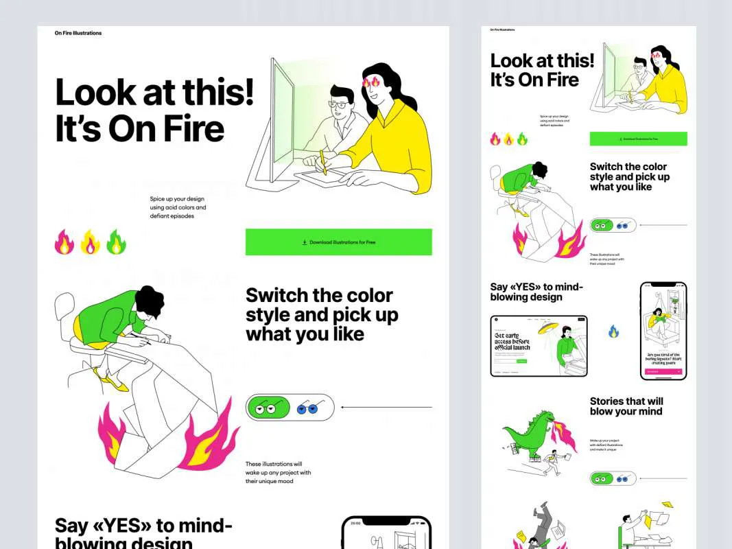 On Fire Free Illustrations  - Free Figma Template