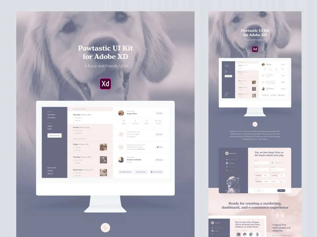 Pawtastic UI Kit for Adobe XD  - Free Figma Template
