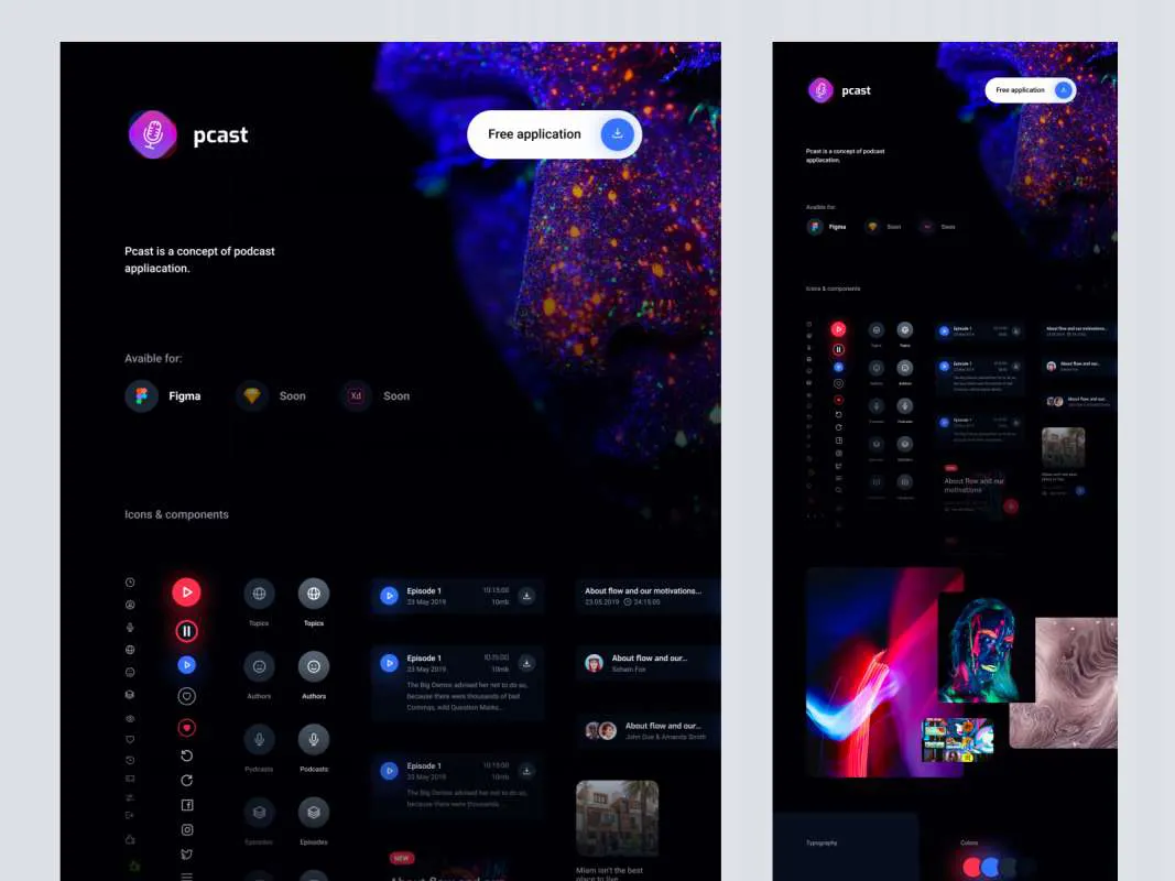 pcast - Podcast App for Figma  - Free Figma Template