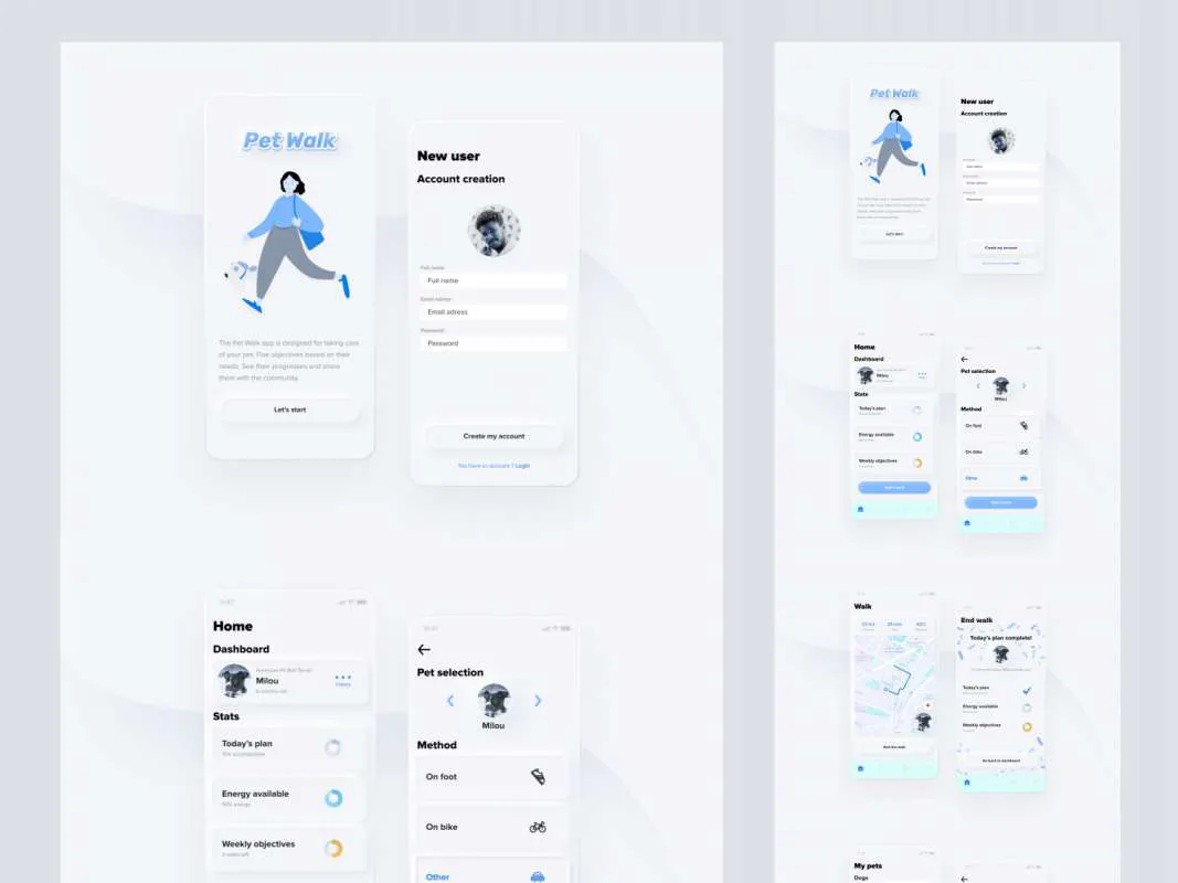 Pet Walk App UI Kit for Figma  - Free Figma Template