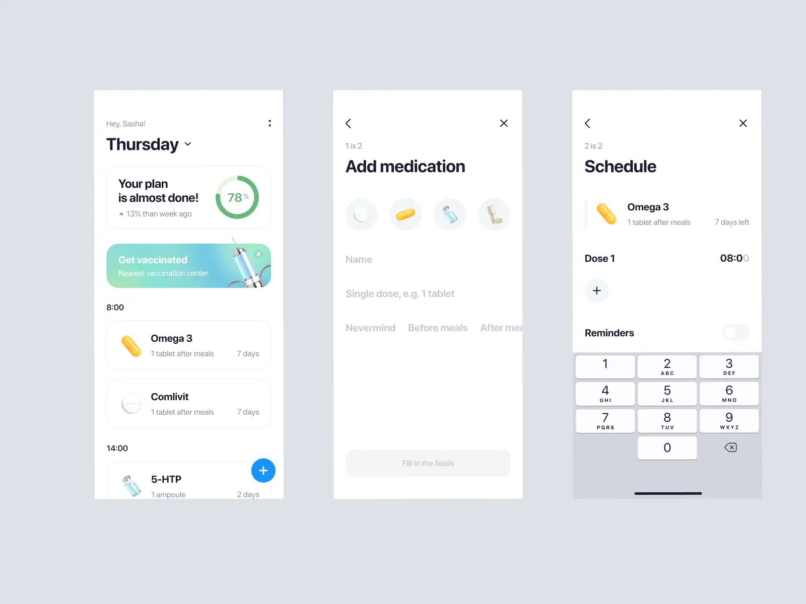 Pills Tracker App Design for Figma and Adobe XD No 2