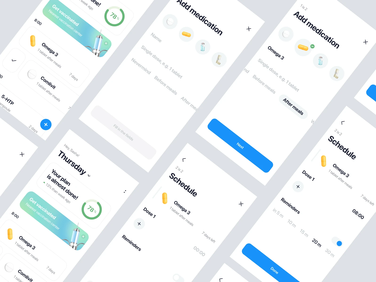 Pills Tracker App Design for Figma and Adobe XD