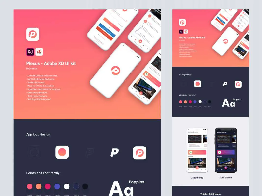 Plexus - Free Adobe XD UI Kit  - Free Figma Template
