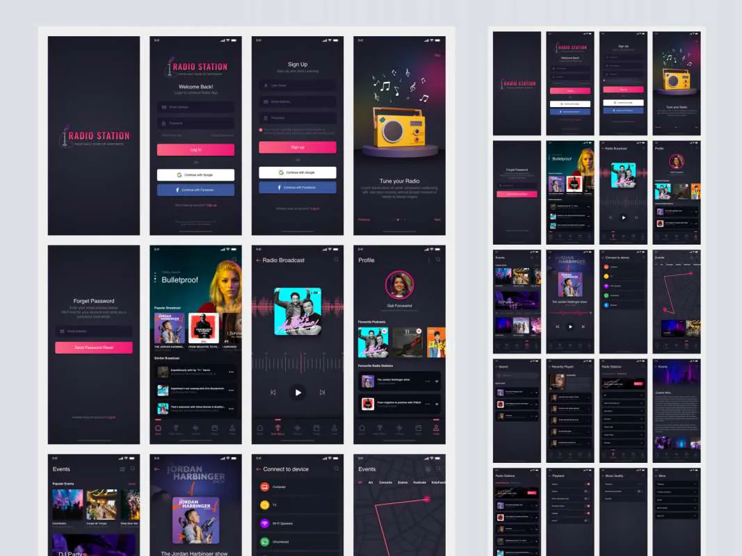 Podcast App Free UI Kit for Adobe XD  - Free Figma Template