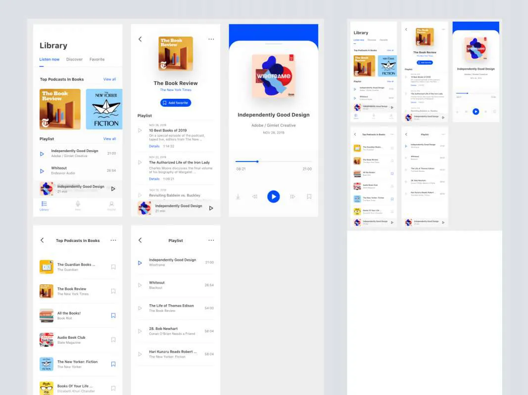 Podcast App UI Kit for Adobe XD  - Free Figma Template