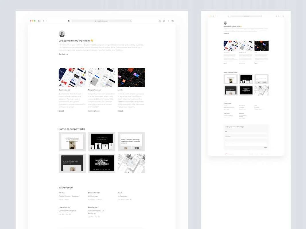 Portfolio Free Template for Figma  - Free Figma Template