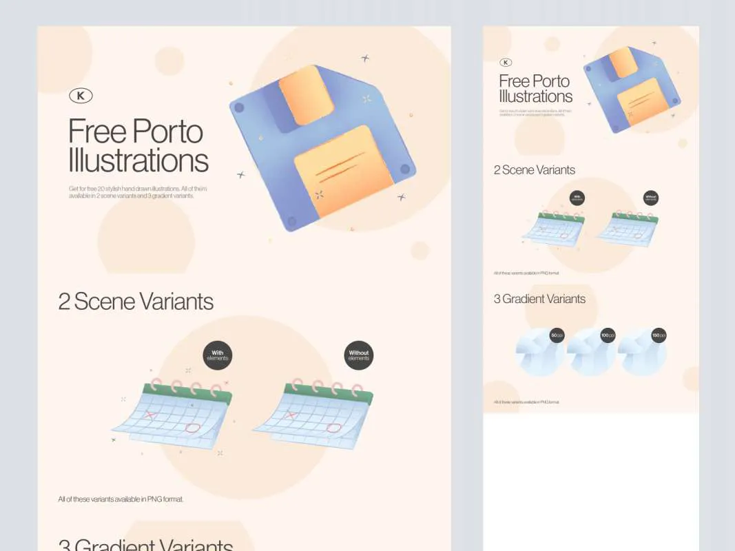 Porto Free Illustrations  - Free Figma Template