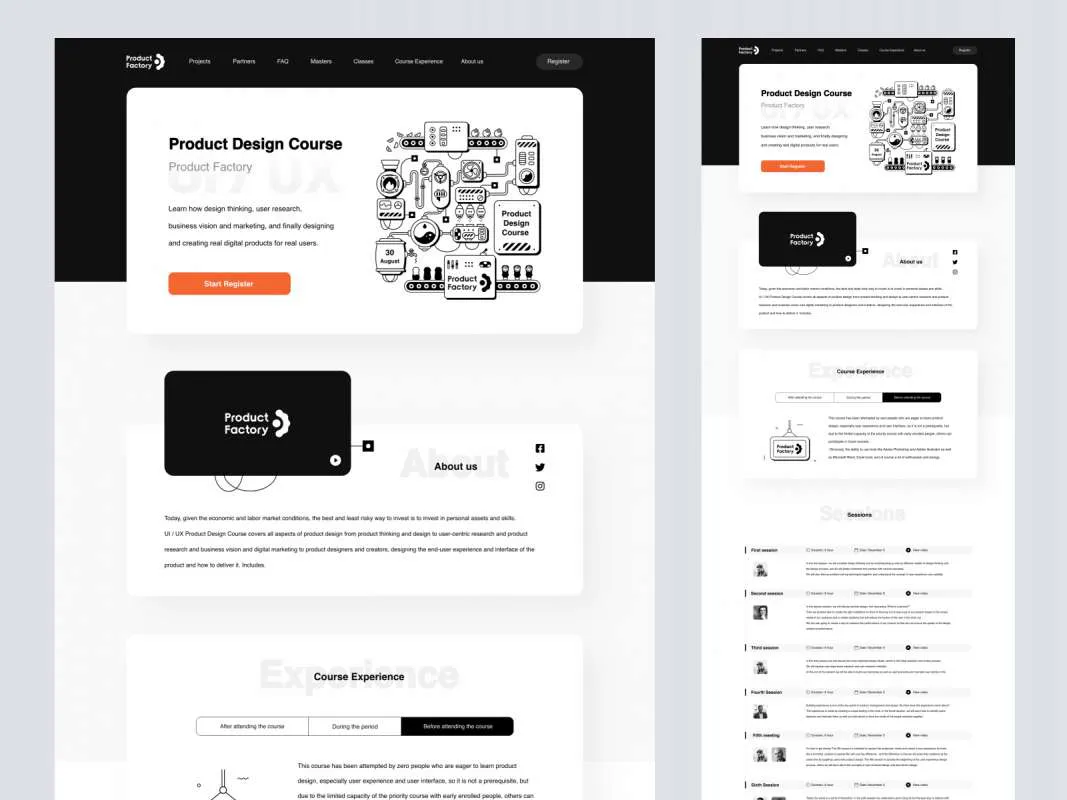 Product Factory Landing Page for Adobe XD  - Free Figma Template