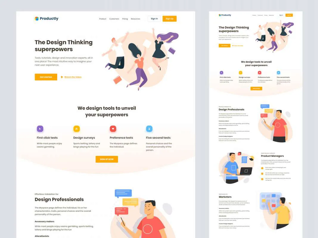 Productly - Free Landing Page for Sketch  - Free Figma Template