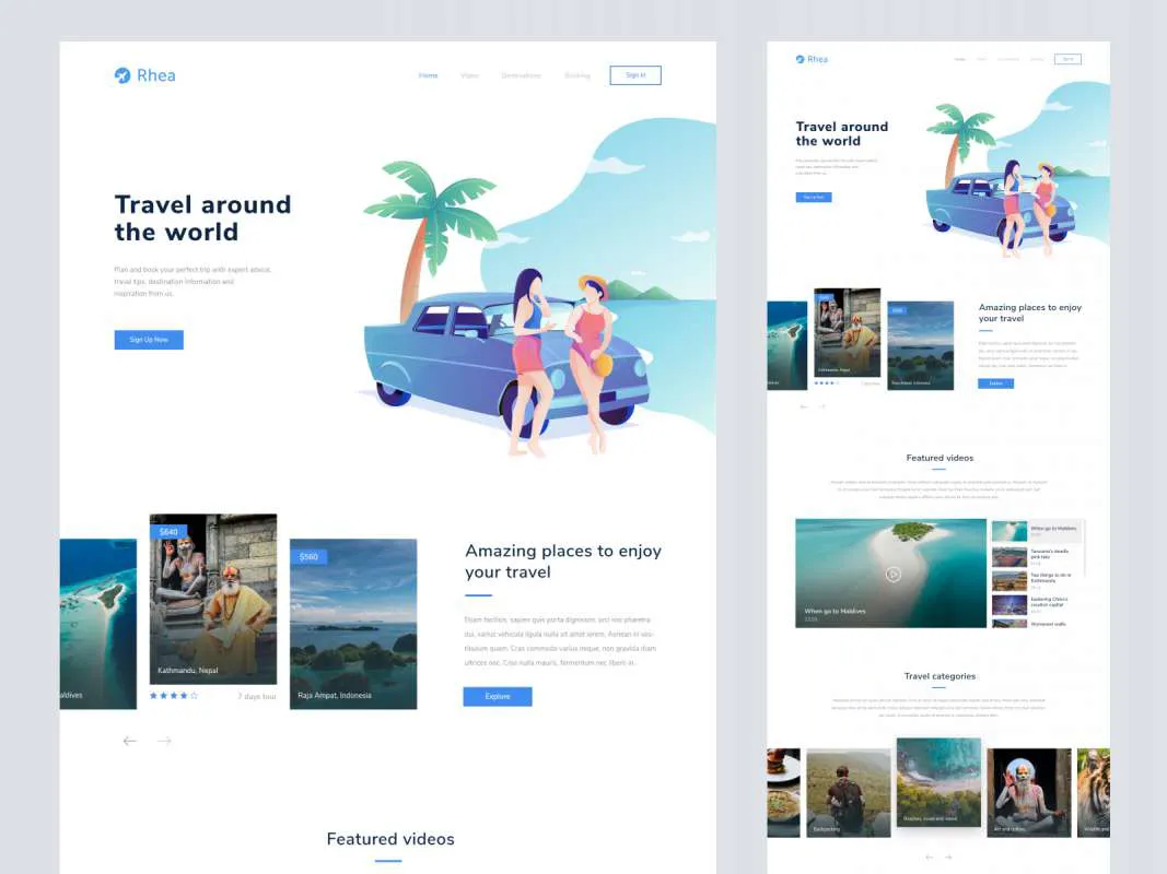 Rhea - Travel Landing Page  - Free Figma Template
