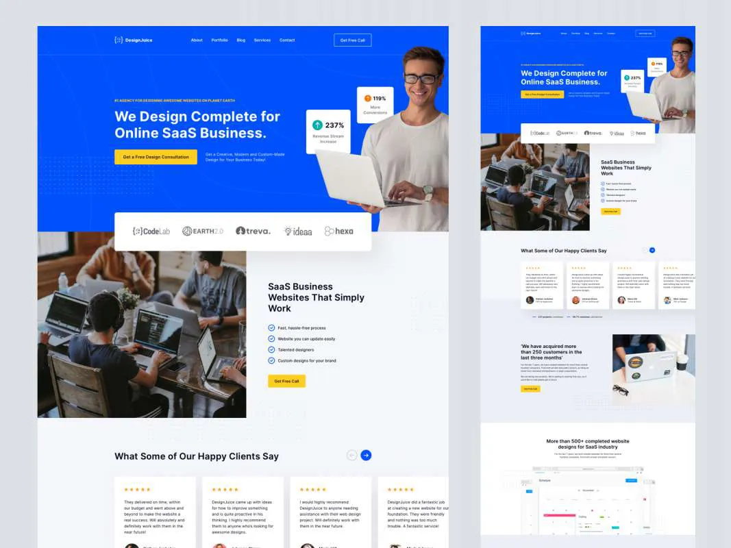 SaaS Business - Free Landing Page for Sketch  - Free Figma Template