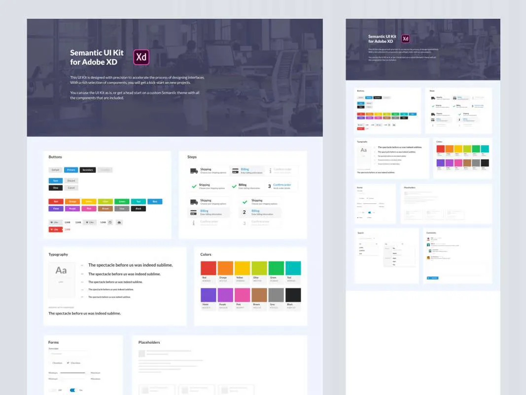 Semantic UI Kit for Adobe XD  - Free Figma Template