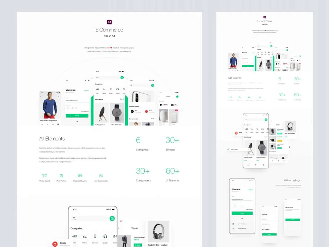 Shopping UI Kit for Adobe XD  - Free Figma Template