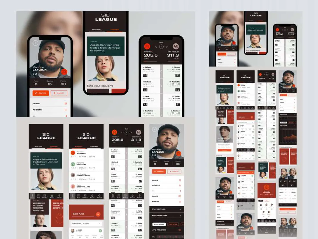 Sid League UI Kit for Adobe XD  - Free Figma Template