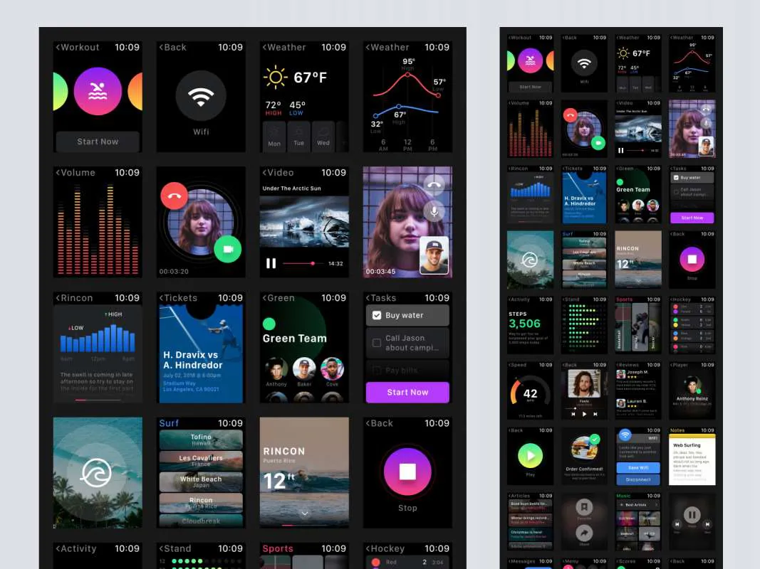 Smartwatch UI Kit for Adobe XD  - Free Figma Template